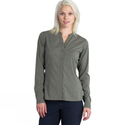 Camisa ExOfficio Safiri Manga Larga Mujer - Verde Oliva - Chile VJZ947386